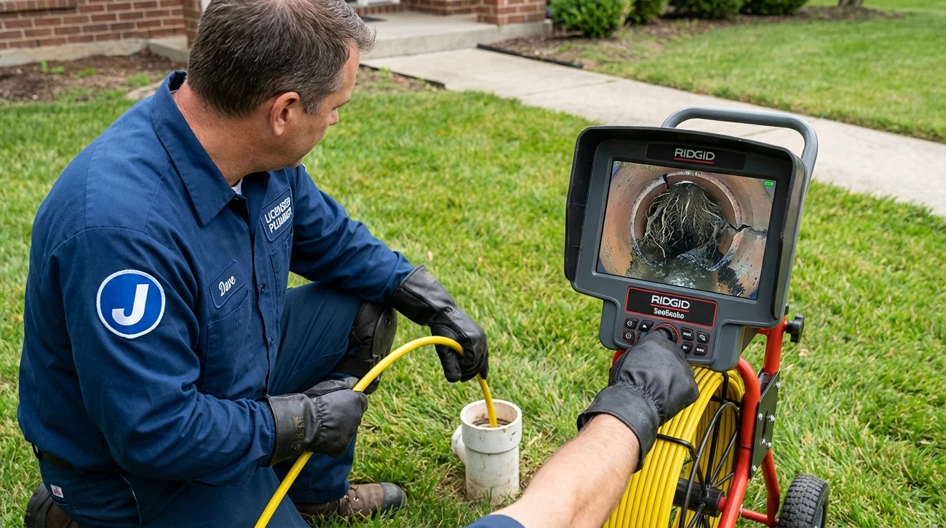 Sewer camera inspection being performed by Johns Plumbing LLC in Eveleth